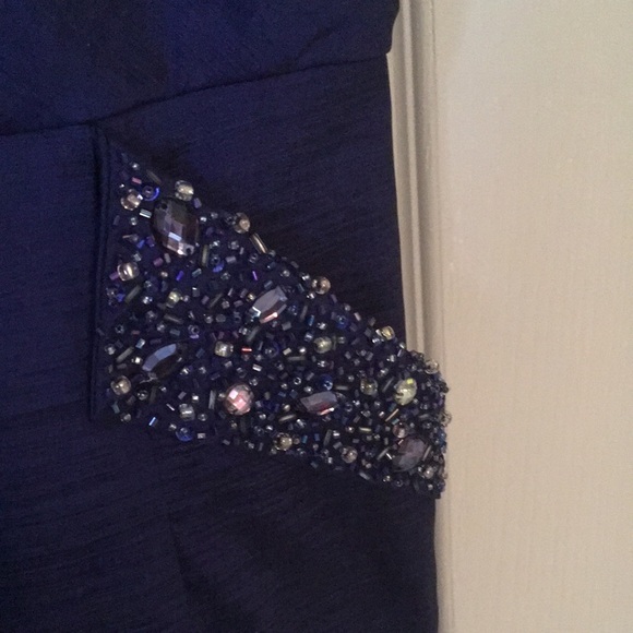 Royal Blue Beaded Mermaid Prom Dress - Picture 4 of 11
